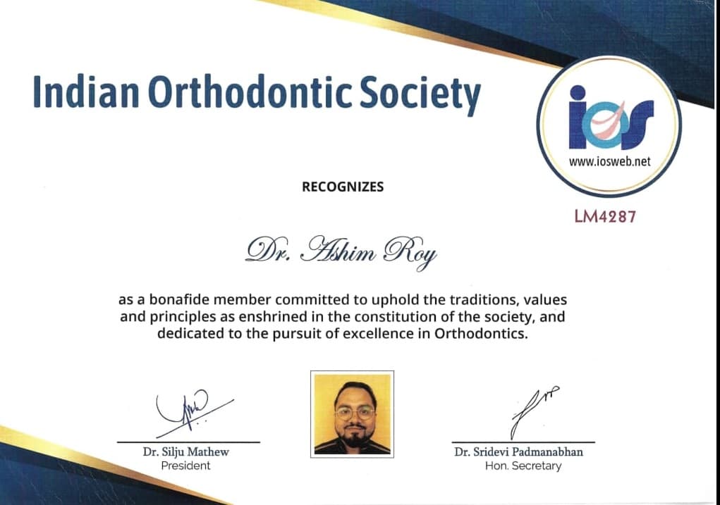 Indian Orthodontic Society Certificate