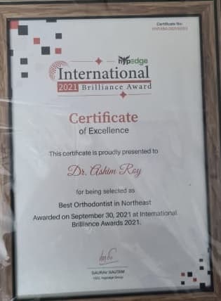 International Brilliance Award Certificate